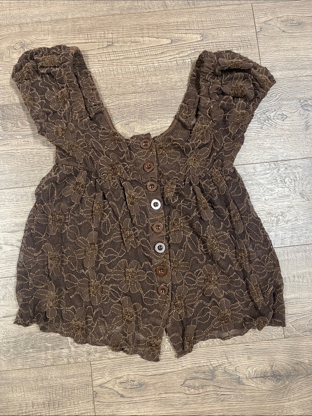 Floral Lace Button-Front Brown Camisole